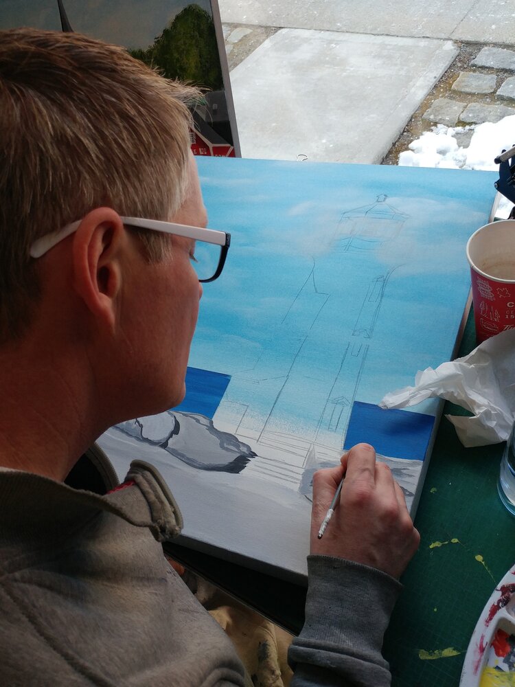Karl working on a painting