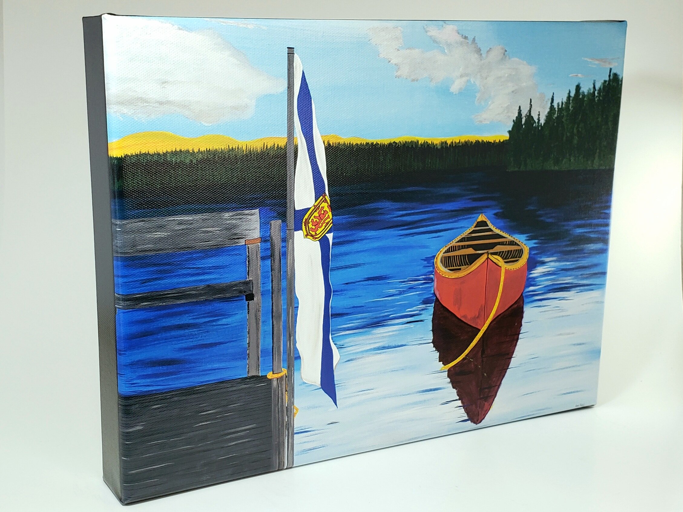 The Red Canoe gallery wrapped canvas print by Karl Penton
